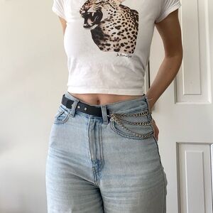 ASOS DESIGN Black Belt with Silver Chain & Carabiner Details